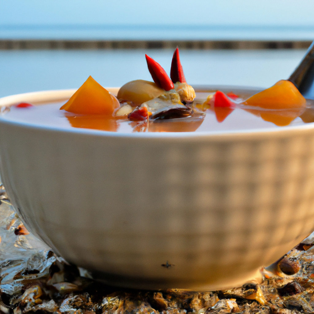 Beautiful coastal scenery with healthy diet.