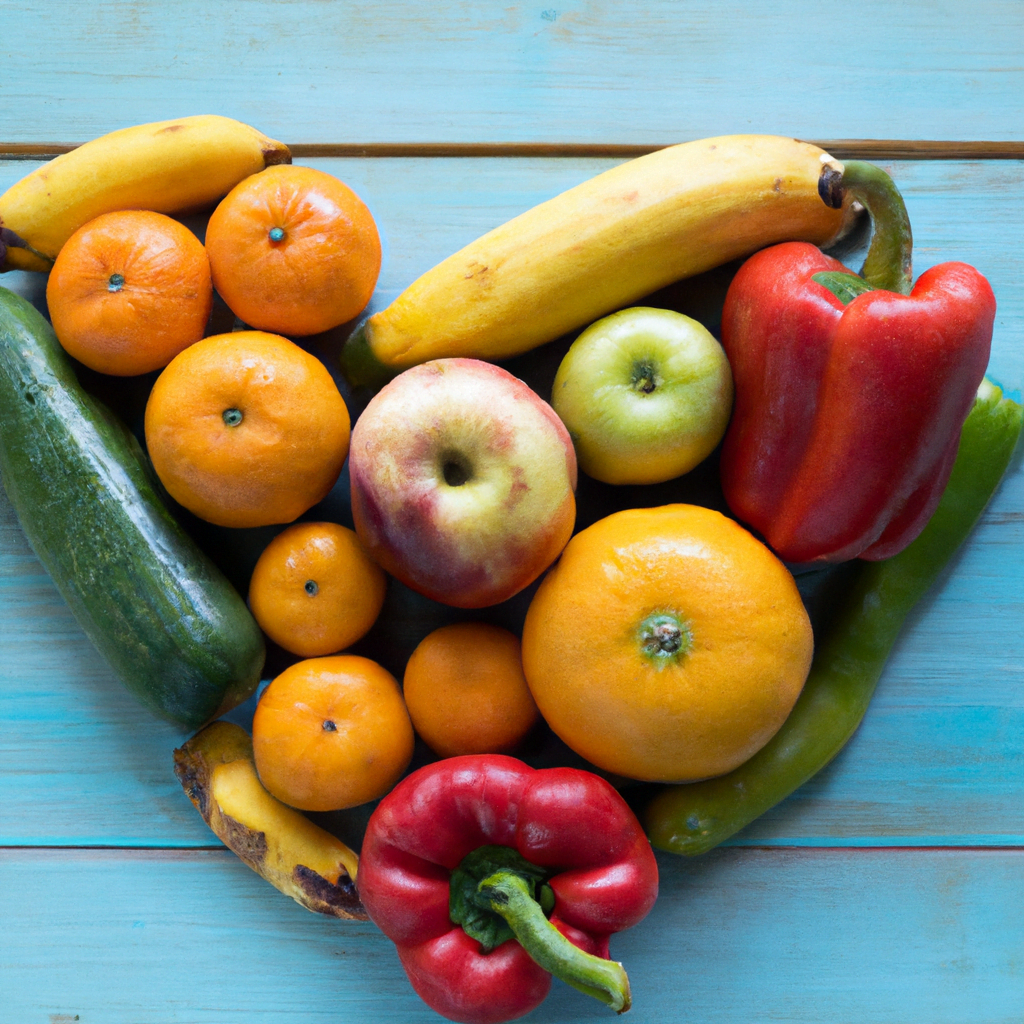 Healthy diet and heart health. Vibrant fruits and vegetables.